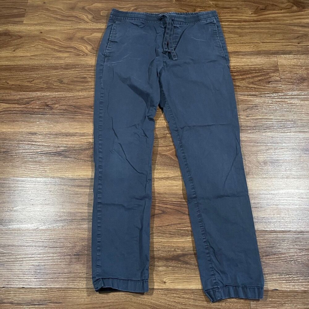 Tommy Hilfiger Jogger Pants Blue Flat Front Elastic Drawstring Mens S Cotton